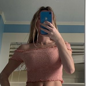 Off the shoulder pink top